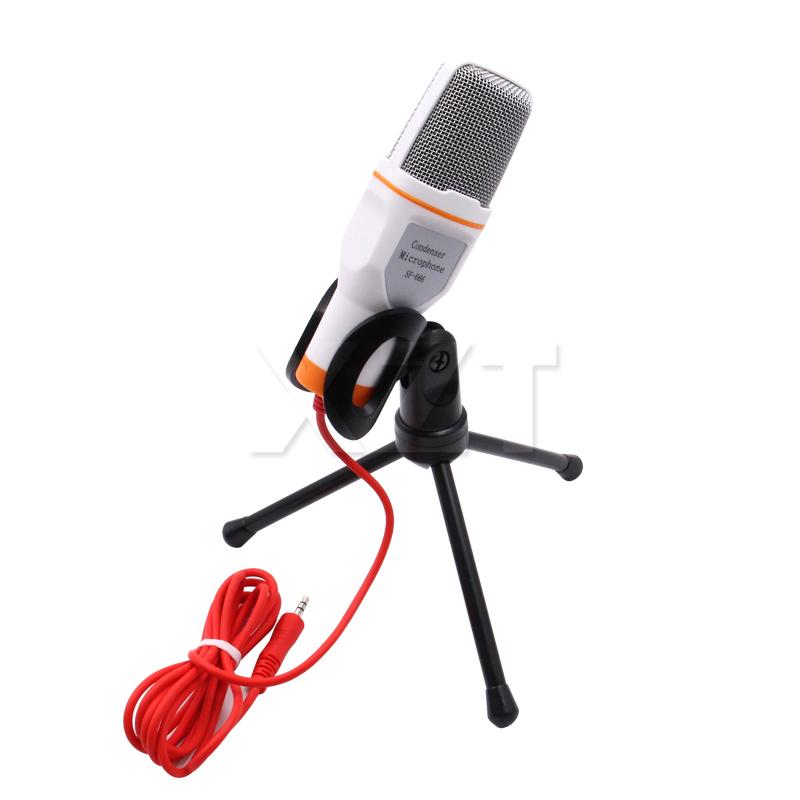 3.5mm Audio Wired Stereo Condenser Microphone With Holder Stand Clip For PC Chatting Singing Karaoke LaptopGood product