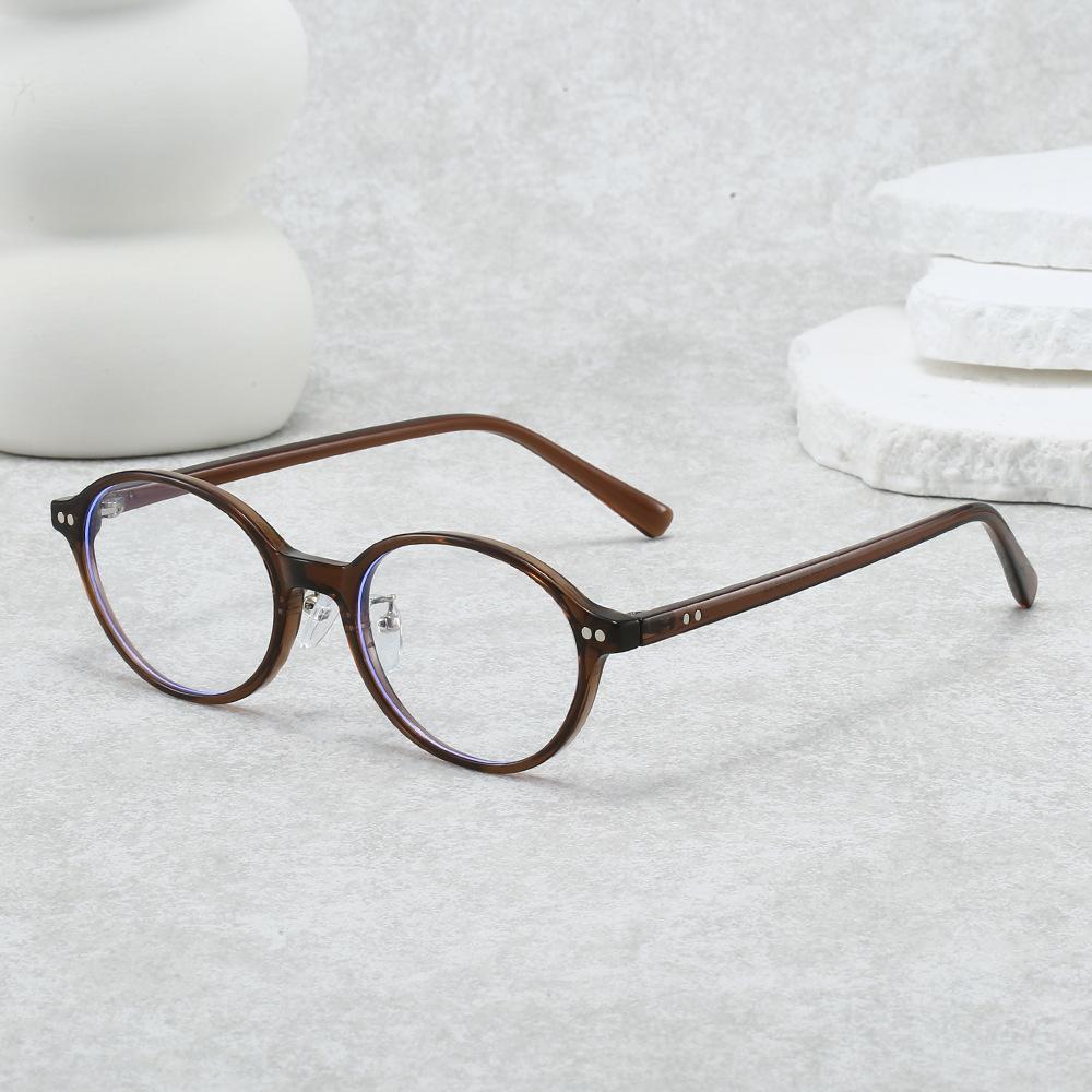New retro tortoiseshell glasses frame, oval small frame anti-blue light, soft rubber nose pad plain decorative glasses