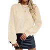 Damenmode Lässiger Rundhals Gerippter Strickpullover Einfarbig Pullover Langarm Lockerer Pullover