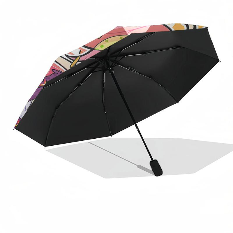 1pc Kawaii Pink Hair Girl Outdoor Umbrella - Automatic Opening & Closing, Portable 3-Fold Design with 8-Rib Iron Frame - Perfect Gift for Fans, Travel