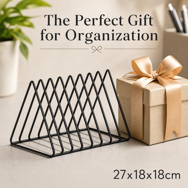 5/9 Grid Triangle Iron File Sorter Metal Desktop Book Magazine Storage Holder for Office Classroom Home Use