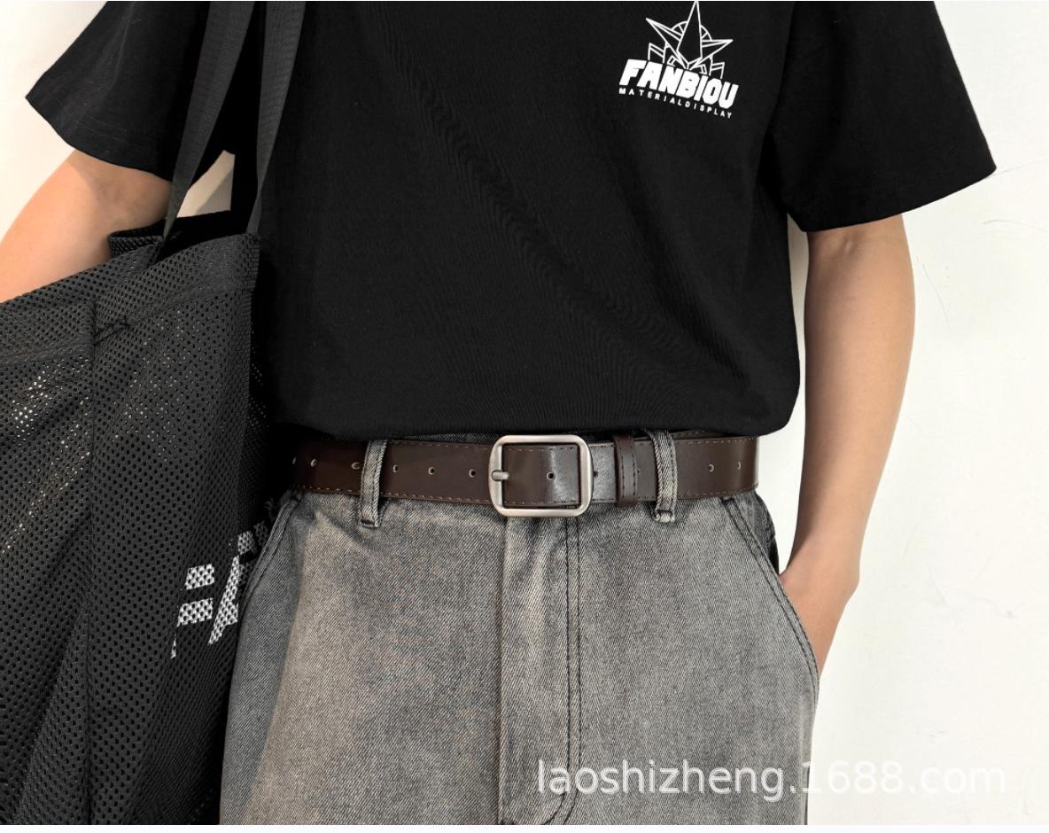 

Korean Style Unisex Retro Leather Belt - Pin Buckle, Versatile for Jeans, Student Fashion Trend 105 cm