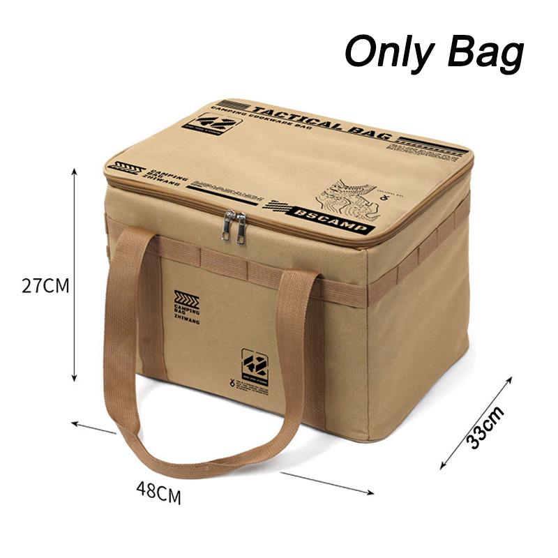 42L Camping Equipment Storage Bag Foldable Large Capacity Oxford Cloth Storage Box with Handle Tactical Picnic Tableware Handbag