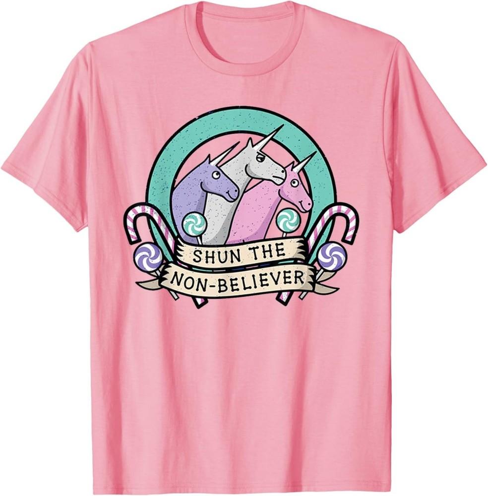 

Funny Shun The NonBelievers Unicorn Candy TShirt Unisex T-Shirt S
