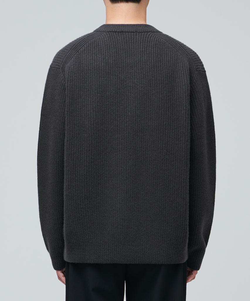 MUSINSA STANDARD Lambswool Ribbed V-Neck Knit [Dark Gray]