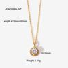 Fashion Trendy Gold Plated Stainless Steel Link Chain Necklace with Zircon Pendants for Women Party Occasions