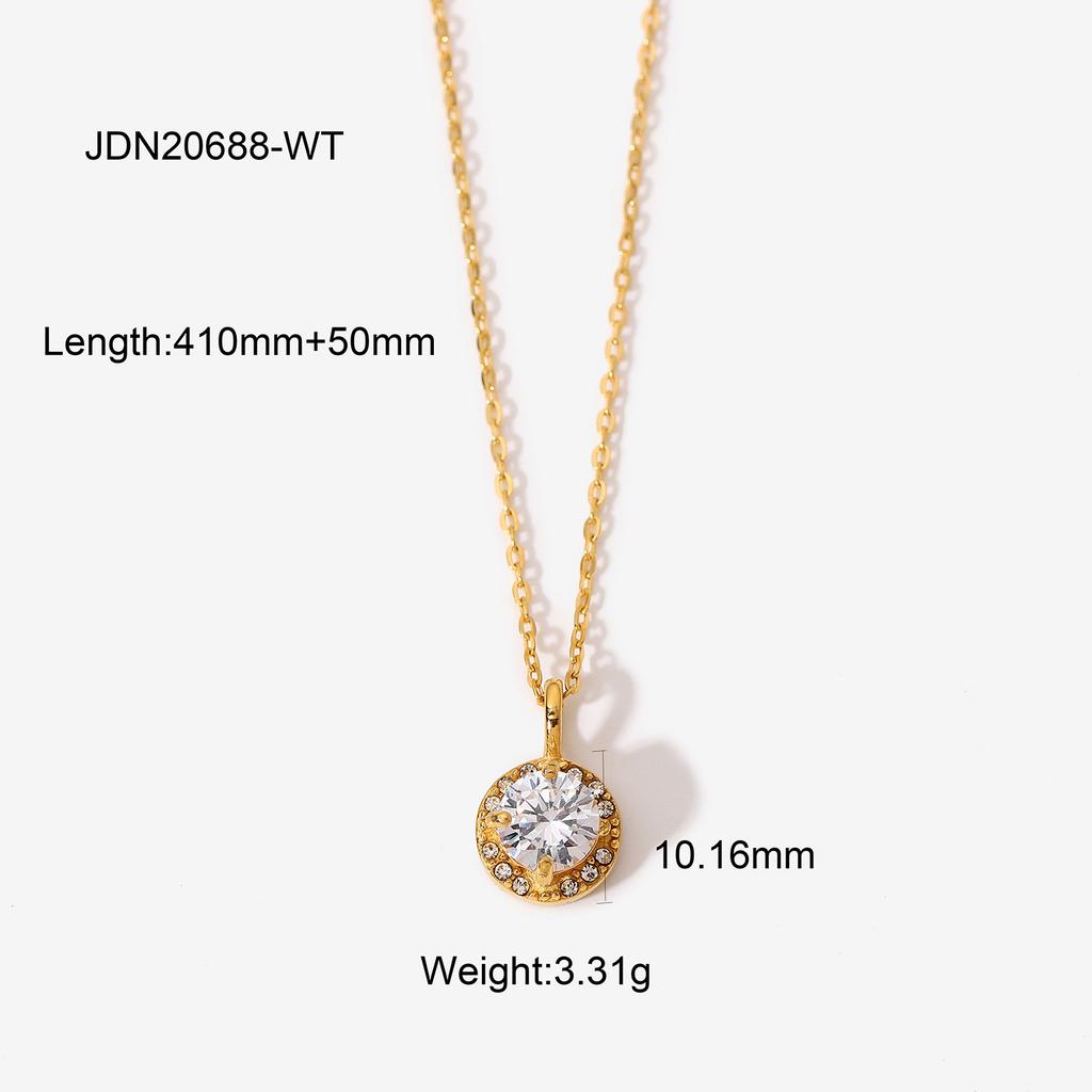Fashion Trendy Gold Plated Stainless Steel Link Chain Necklace with Zircon Pendants for Women Party Occasions