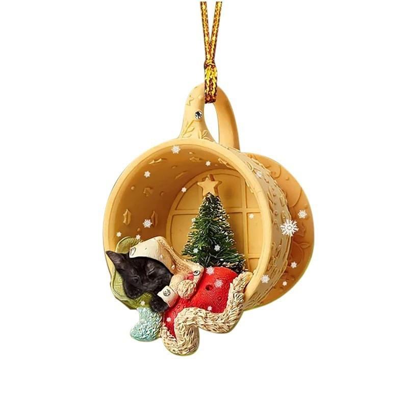 Cartoon Acrylic Cute Flat Dog Cup Holiday Ornament For Car Interior Decoration