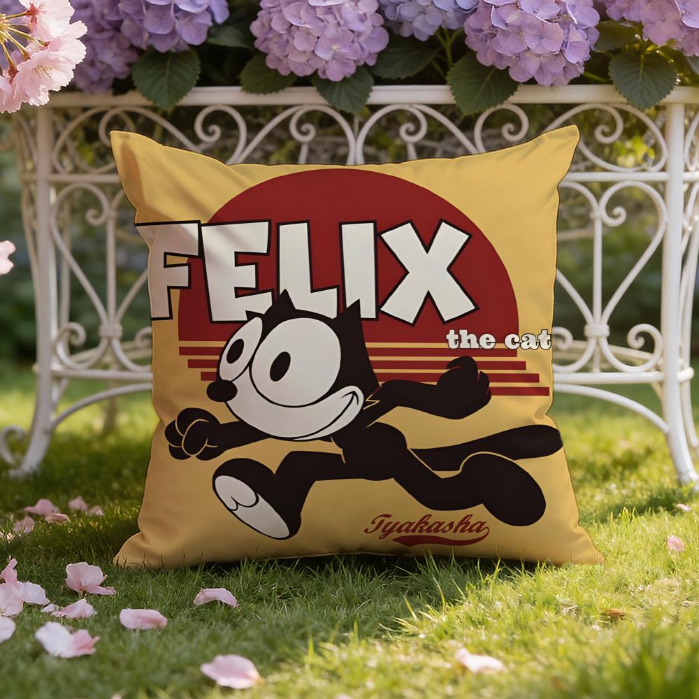 Cartoon F-Felix the Cat Cushion Cover Home & Car Dual-Scene Pillow Cover: Reversible for Premium Comfort