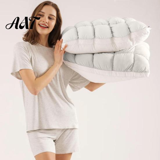 Ventilated Sleep Pillow Puff Cooling Pillow, Soft Breathable Quilted Sleeping Machine Comfortable Head Cushion Washable, Fluffy Cloud-like for