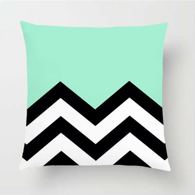 green geometric pillow