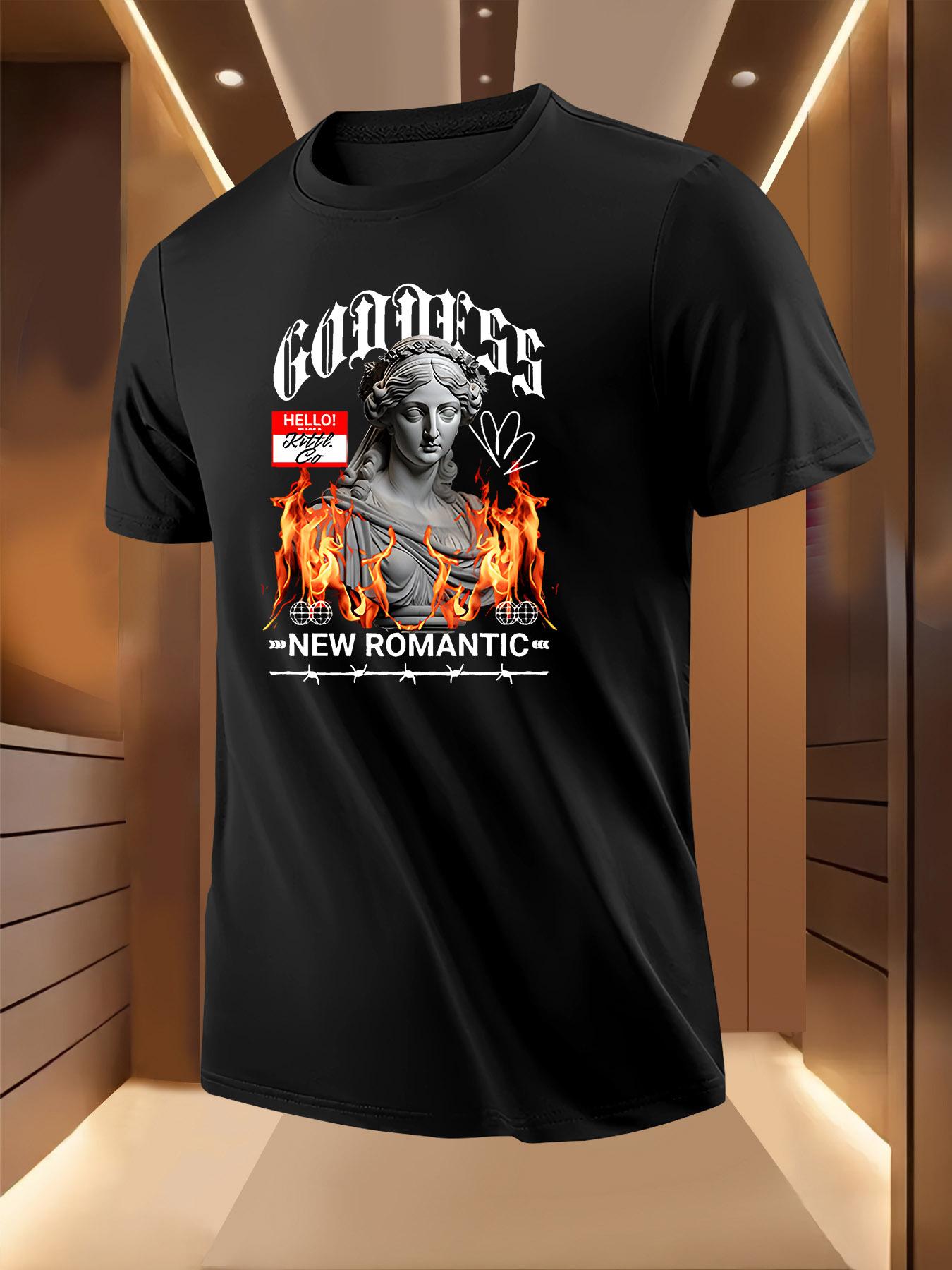 Graphic Tshirt - Heather Gray Flame Goddess Statue Print ... XL