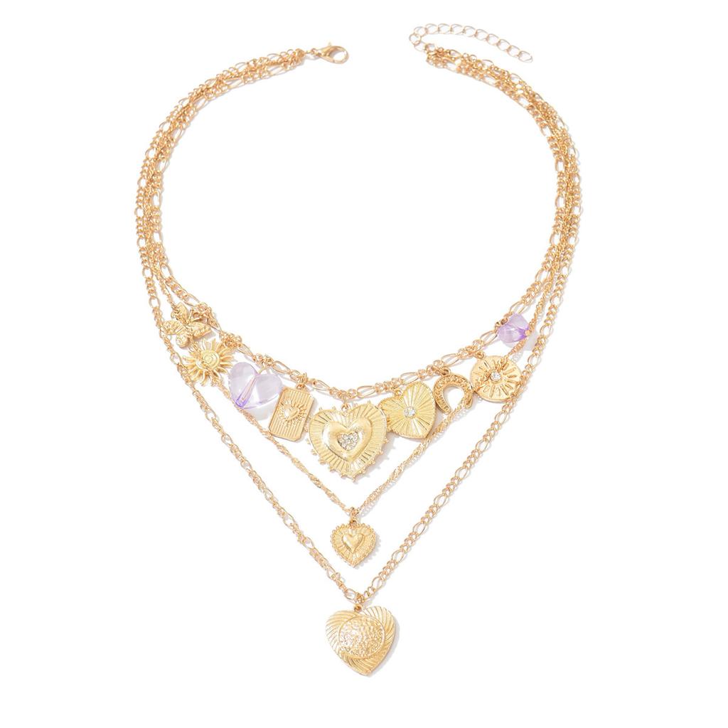 Punk Stacked with Love Pendants, European and American Jewelry, Retro Necklaces, Niche High-end Relief Necklaces, Women