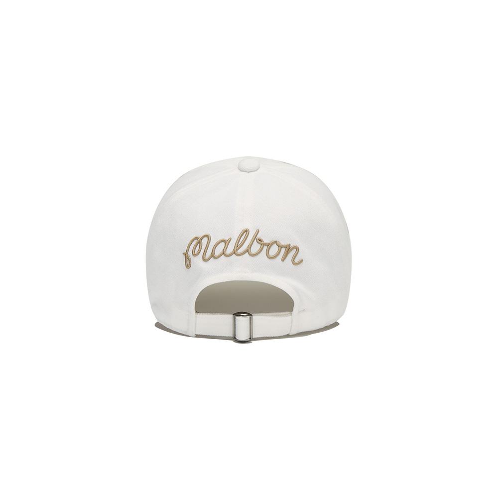 MALBON GOLF Malbon Big Logo Stitch Embroidered Ball Cap White