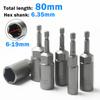 6-19mm Chrome Vanadium Steel Hex Sockets Total Length 80mm Bolt Nut Driver Bit Impact Drill Bits Adapter Wrench Home Repair Tool