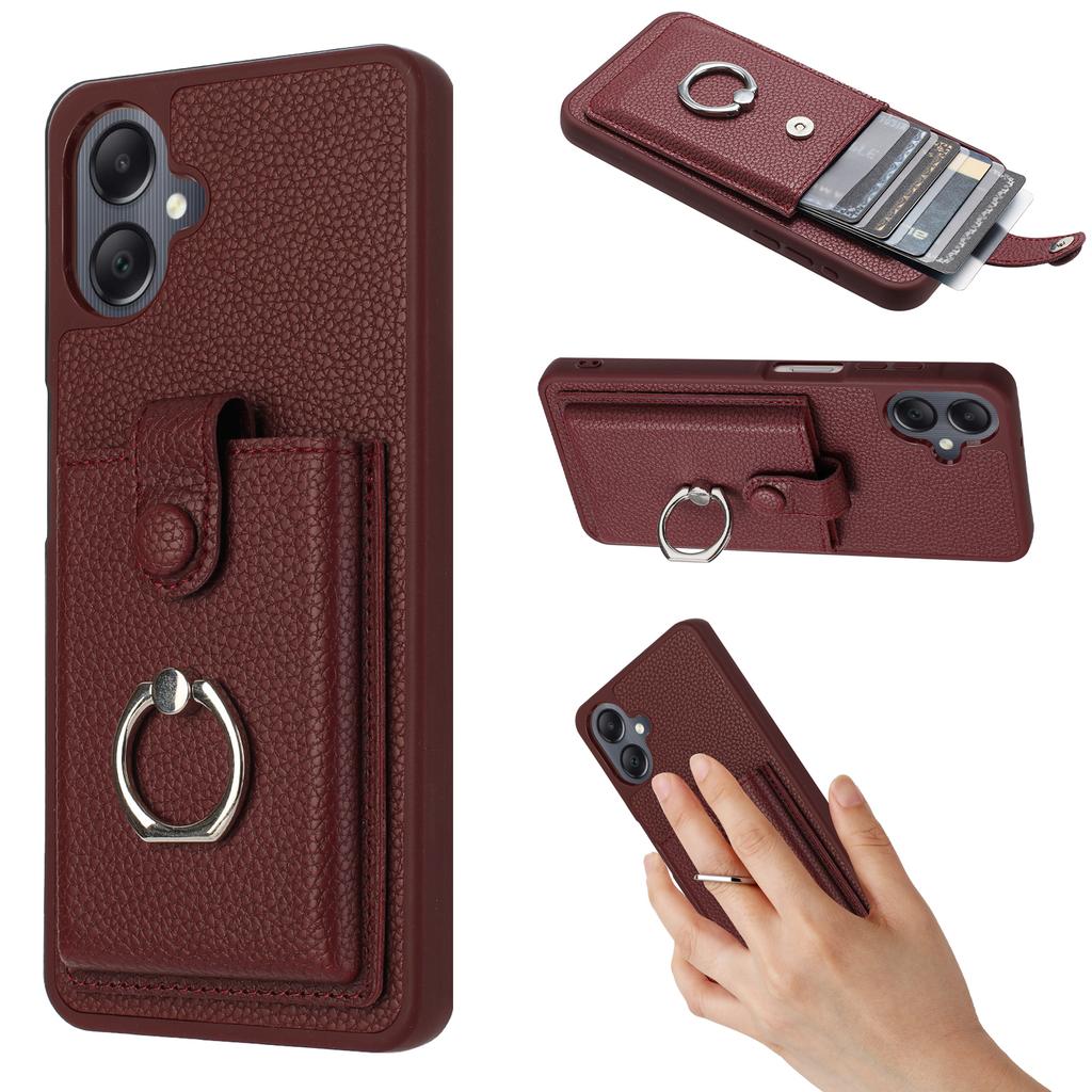 For Samsung Galaxy A07 4G/A06 4G/5G Case with Ring Kickstand Drawing Type Card Slots Leather Back Cover