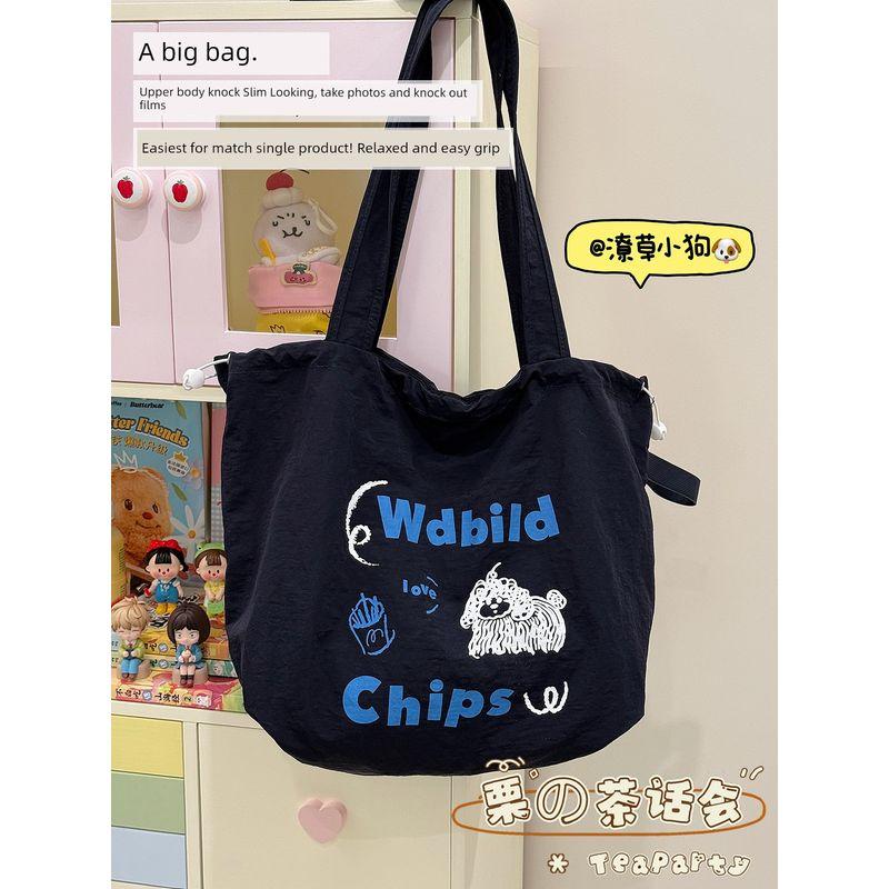 

South Korea Ins Idle Style One Shoulder Bag Female 2025 New Arrival Handbag Tote Bag Student Large Capacity Canvas Bag Tibetan Blue