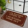 Inspirational "Blessed" Area Rug, Creative Welcome Door Mat, Non-Slip Absorbent Washable Carpet for Home, Bathroom & Camping