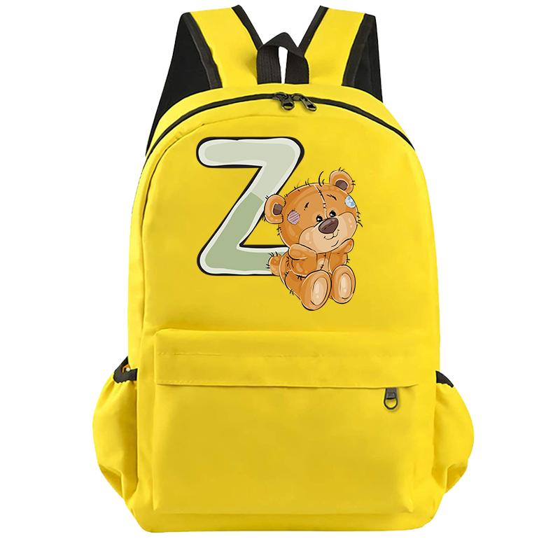 

Рюкзак із принтом на полотні, маленький ведмедик, рюкзак із 26 англійськими літерами, підлітковий шкільний ранець для дівчинки-хлопчика, книжкова сумка великої місткості для подарунка дитині