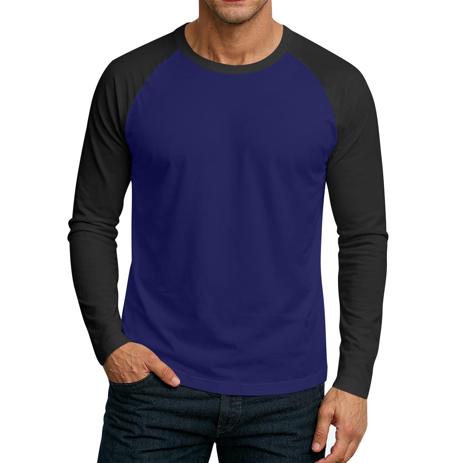 

Мужской топ-футболка с круглым вырезом и длинным рукавом M синий