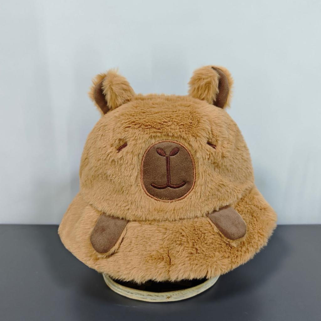 Children's adult parent-child hats winter cute cute kapibara plush ear hats thickened cold-proof boys