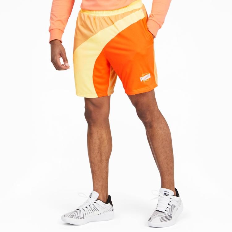 Puma Basketball Series Mesh Color Block Printed Sports Shorts Men Shorts Coral-Red 530491-03