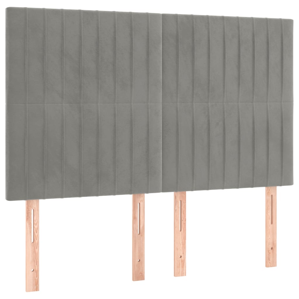 Box Spring Bed with Mattress Light Grey 140 x 190 cm Velvet