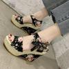 INS Spitze Freizeit Frauen Keile Mit Hohen Absätzen Frauen Schuhe Sommer Sandalen Partei Plattform High Heels Schuhe Frau
