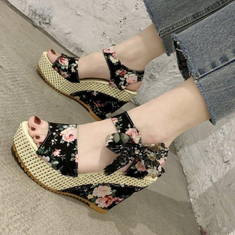 INS Spitze Freizeit Frauen Keile Mit Hohen Absätzen Frauen Schuhe Sommer Sandalen Partei Plattform High Heels Schuhe Frau