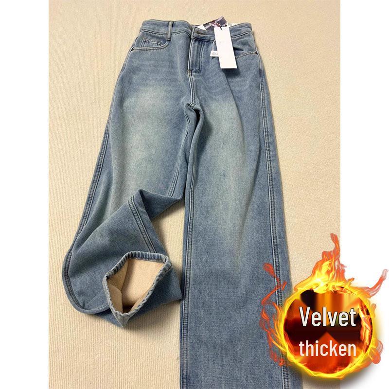 Women's Plus Size High-Waisted Fleece-Lined Slim-Fit Jeans