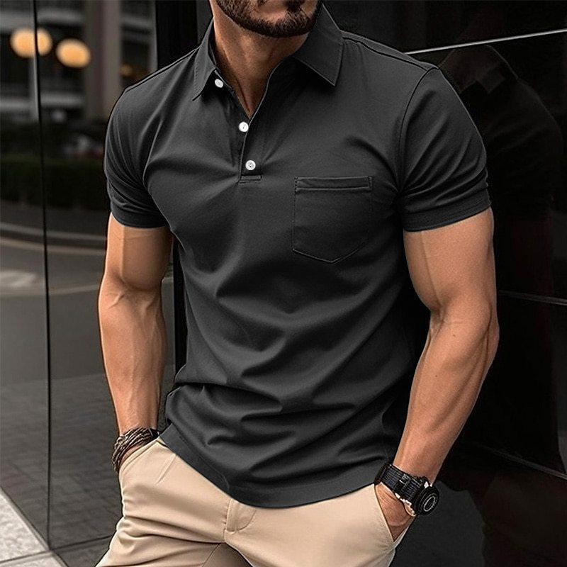 Short-sleeve polo shirt, stylish and comfortable, perfect for casual daily wear.