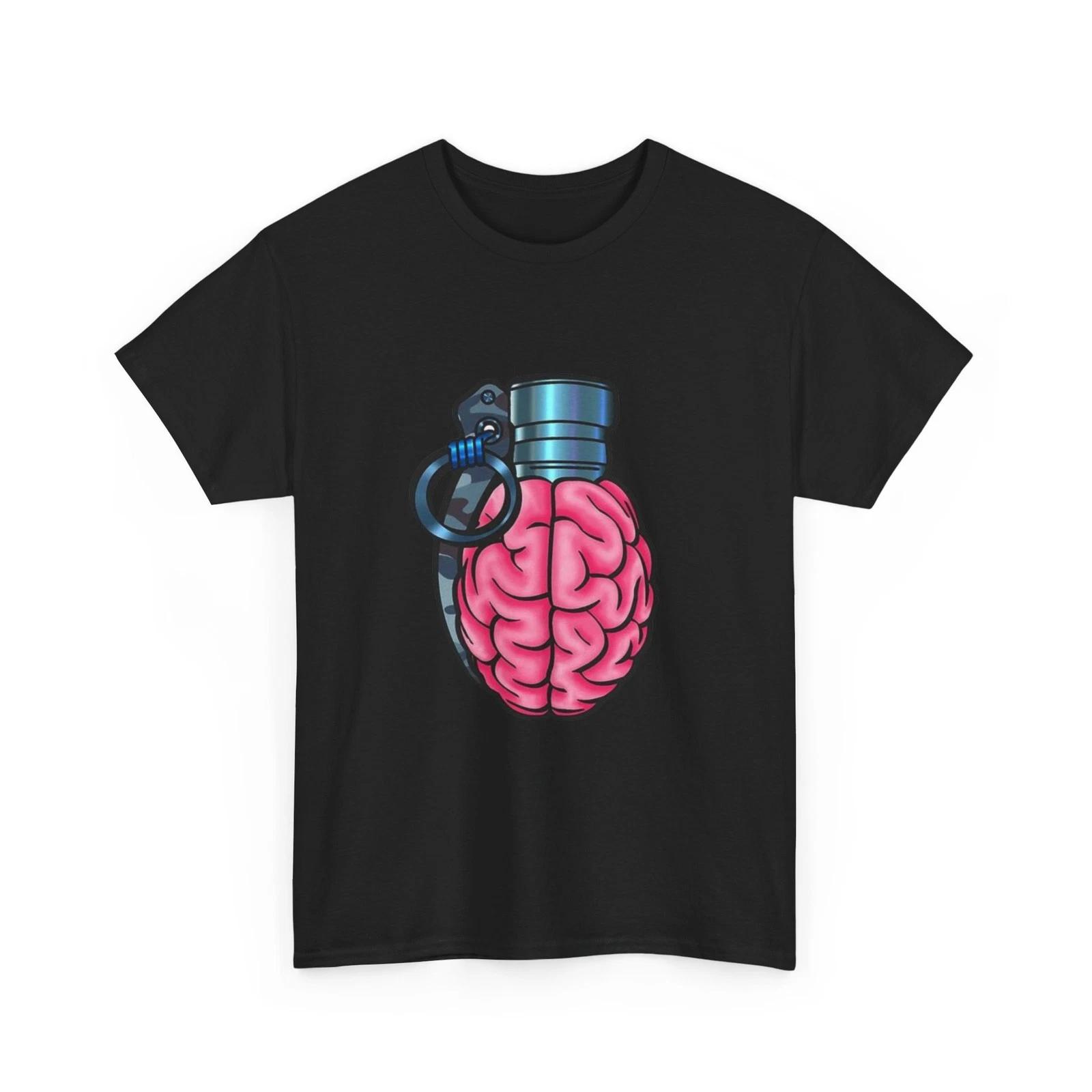 

Brain Grenade T-Shirt Exploding Mind Neurology Art Graphic Tee 2XL