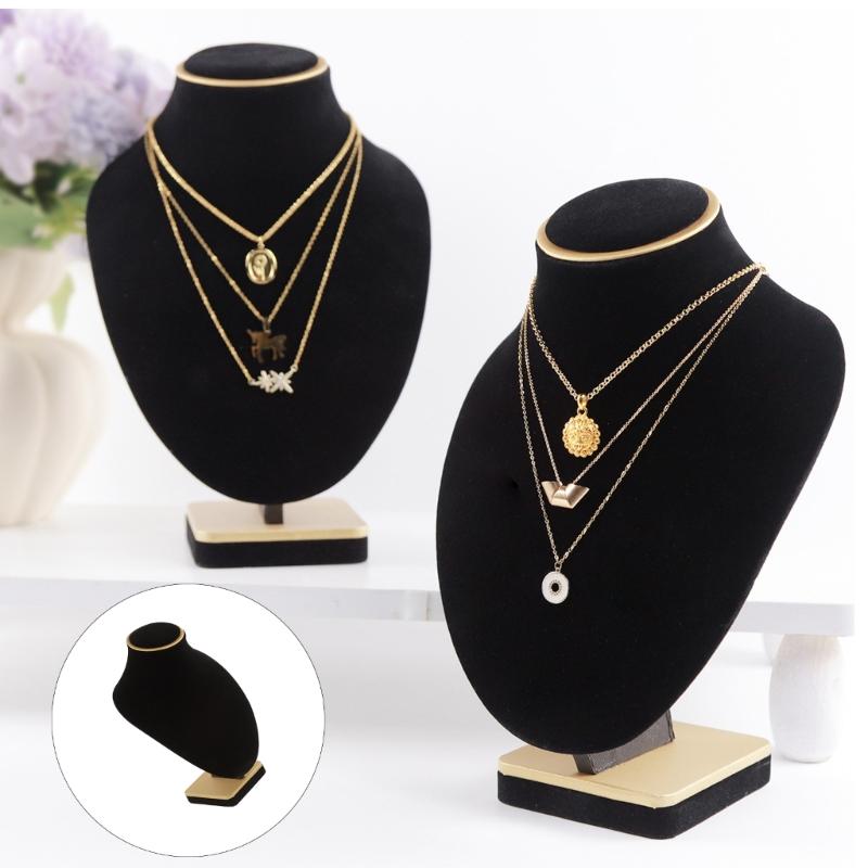 Velvets Mannequin Necklace Holder Jewelry Display Stand For Retail Stores Exhibitions Dust Resistant Easy To Clean