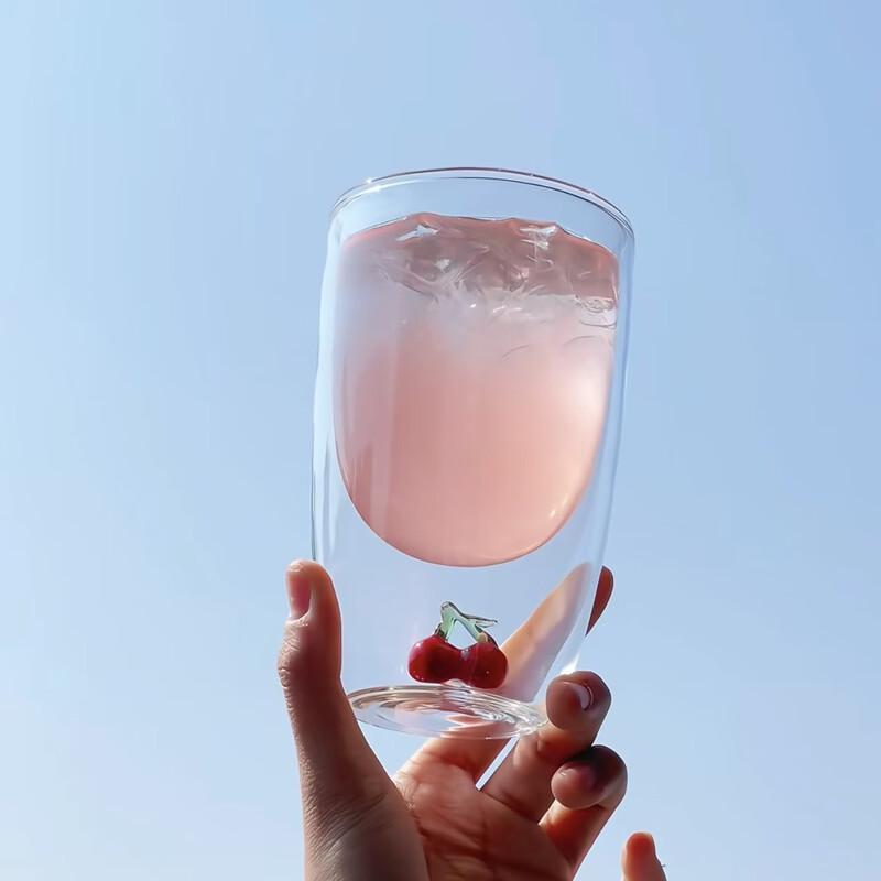 Shangqi Double-Wall Cute Fruit Glass Drinking Cup