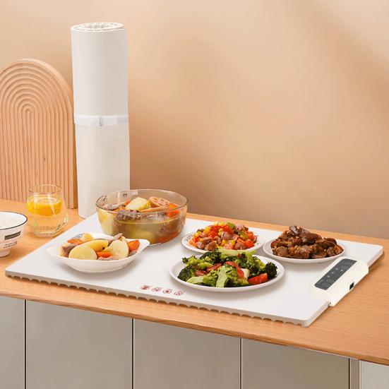 Elektrisches Warmhaltetablett mit einstellbarer Temperatur, faltbares Design, schnell erhitzendes Speisenwärmer, Tischset mit Kochplatte