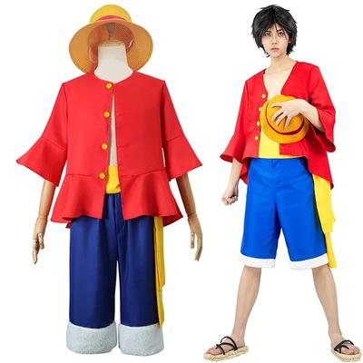 Anime Luffy Cosplay Disfraz Sombrero de Paja Chaqueta Roja Halloween Carnaval Fiesta Cosplay Para Hombres Mujeres Adultos Niños