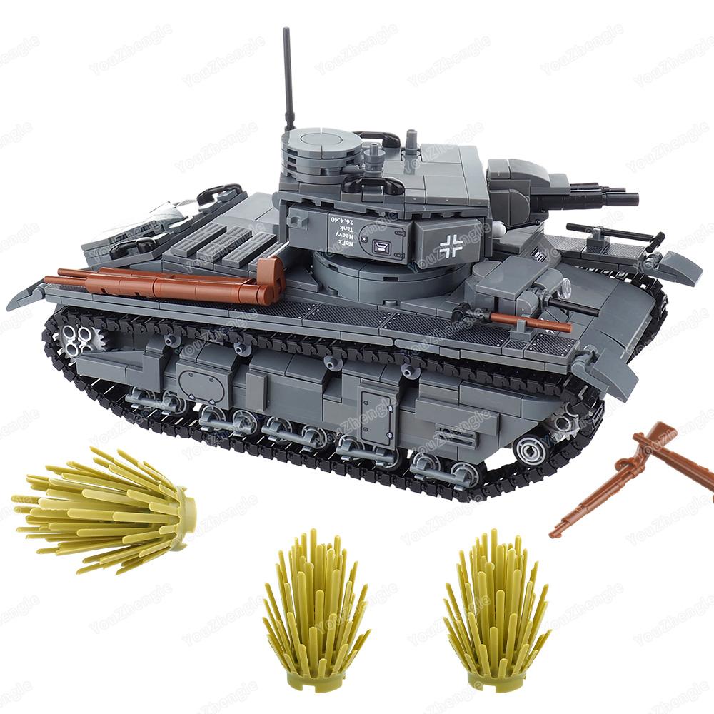 Mehrere Geschütztürme NbFzip Schwer Dunkelgrau Panzer Bausteine Montage MOCww2 Figuren Waffen Ausrüstung Szene Modell Ornamente Geschenk Spielzeug