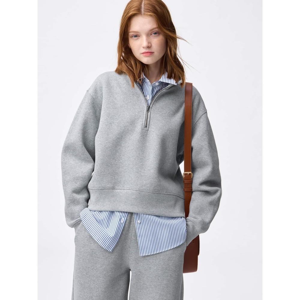 Gu By Uniqlo Толстовка Тяжелая Полузастежка-молния 58 DARK GREEN/3XL