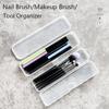 1Pc Rectangle Plastic Transparent Storage Box Nail Rhinestone Brush Case