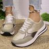 Fashion 2025 New Mix Color Platform Sneakers Women Comfortable Lace-Up Causla Sport Shoes Woman Fashion Non Slip Thick Sole Tennis Shoes