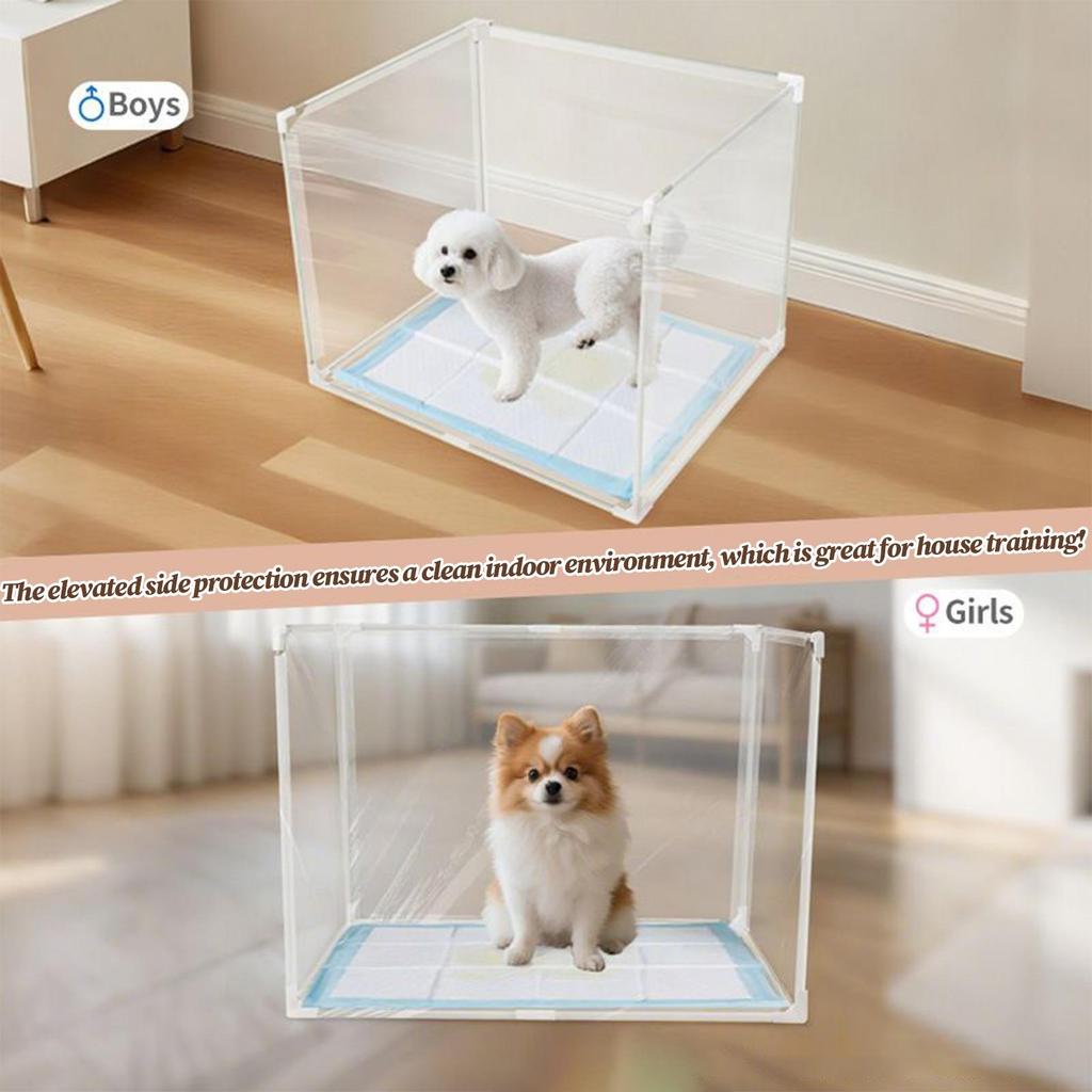 Cat Litter Box Pee Shield Foldable Easy Clean Litter Pan Shield Transparent High Sided Cat Toilet Training Kit For Living Room