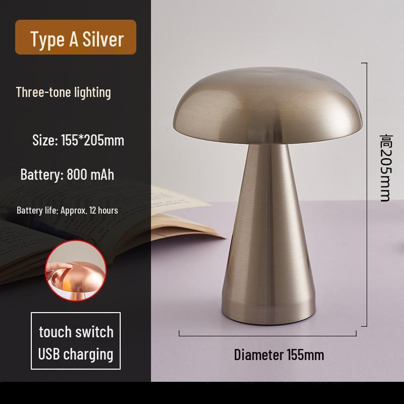 Danish Mushroom Lamp - Touch Bedside Night Light and Decorative Desk Lamp for Bars and Restaurants.