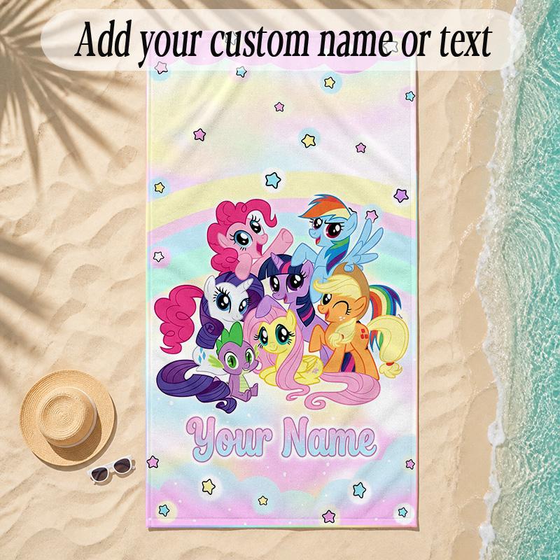 Beach TowelMy Little Pony Custom Name Text Personalized Soft Towel for Beach Pool Indoor Home Decor Gift