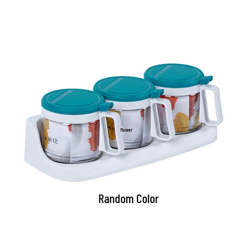 CHAHUA 3-Piece Round Glass Seasoning Jar Set