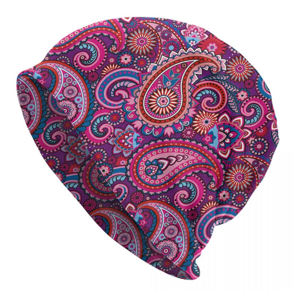 Custom Ethnic Bohemia Style Paisley Bandana Skullies Beanies Caps Streetwear Winter Warm Knitting Hat Adult Unisex Bonnet Hats