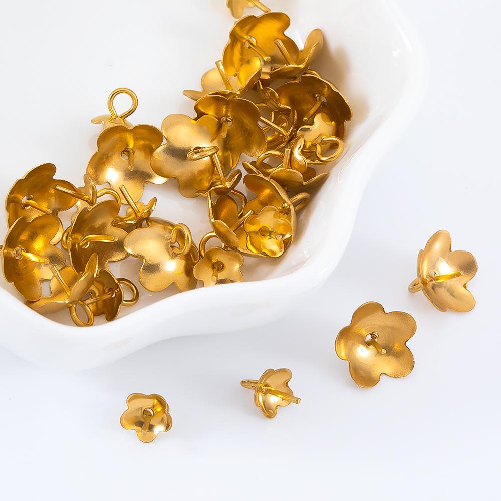 30pcs 50pcs Stainless Steel Flower Screw Eye Pins Bail Top Drilled Bead End Caps Pendant Connector for DIY Jewelry Making Supply