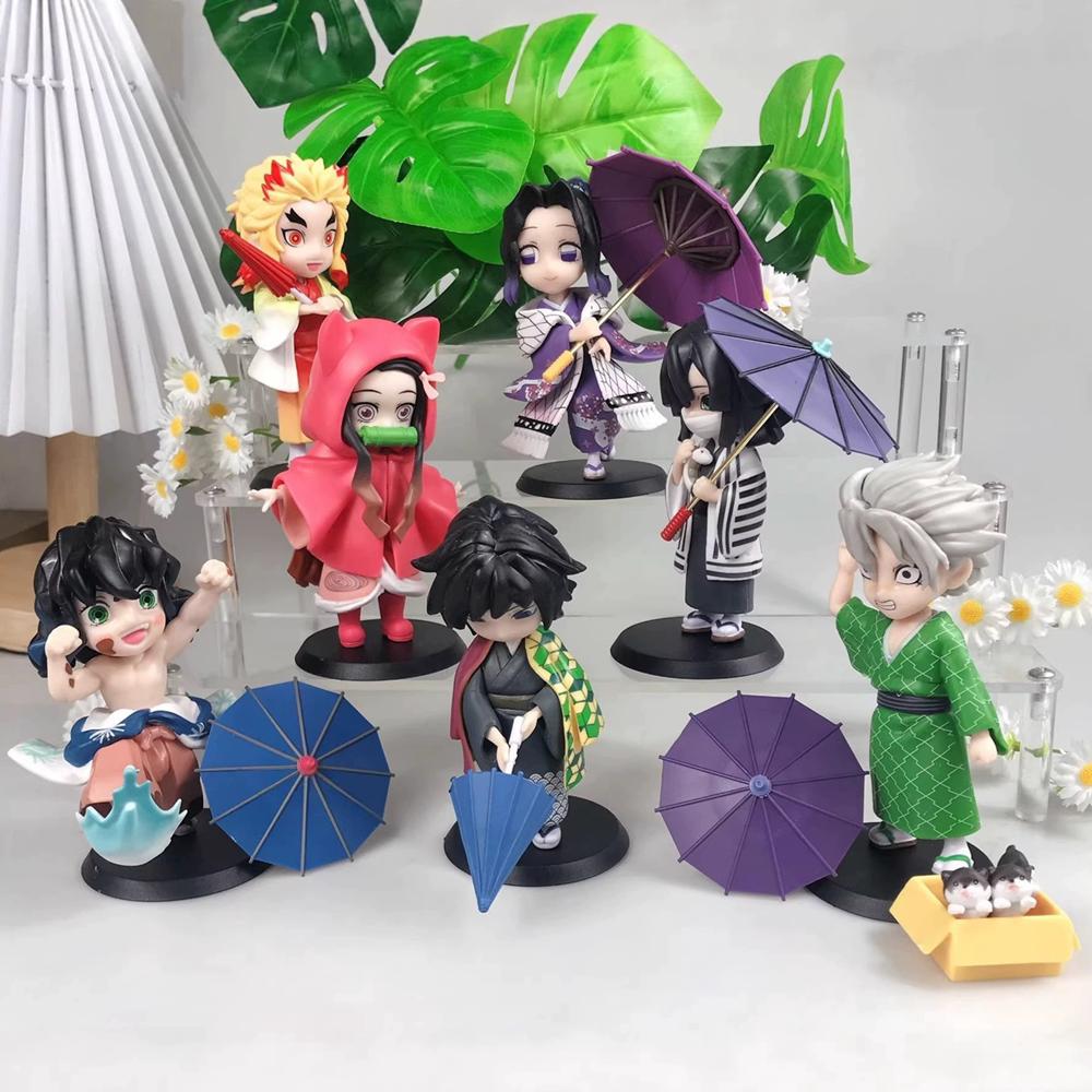 Demon Slayer Plum Blossom Rain Series Anime Character Warrior Action Model Fashion Play Desktop ornament toys