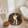 Rose Dog,Round Area Rug,Carpet Rug for Living Room Bedroom Sofa Playroom Decor,Non-slip Floor Mat