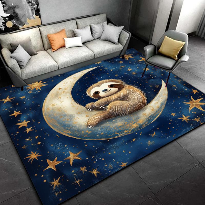 

Cozy Sloth on Moon Rug - Perfect for Kids Rooms and Play Areas | Soft Area Rugs with Celestial Theme Skid resistant carpet 50x80cm