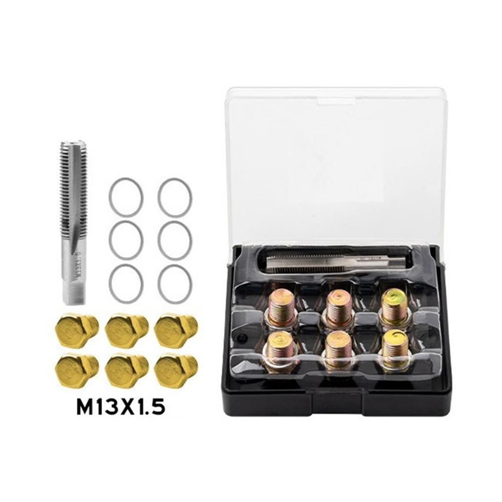 13-Piece Oil Drain  Thread Repair Kit (M13-M20 X 1.5mm) For Repairing Oil Pan, Transmission, And Differential